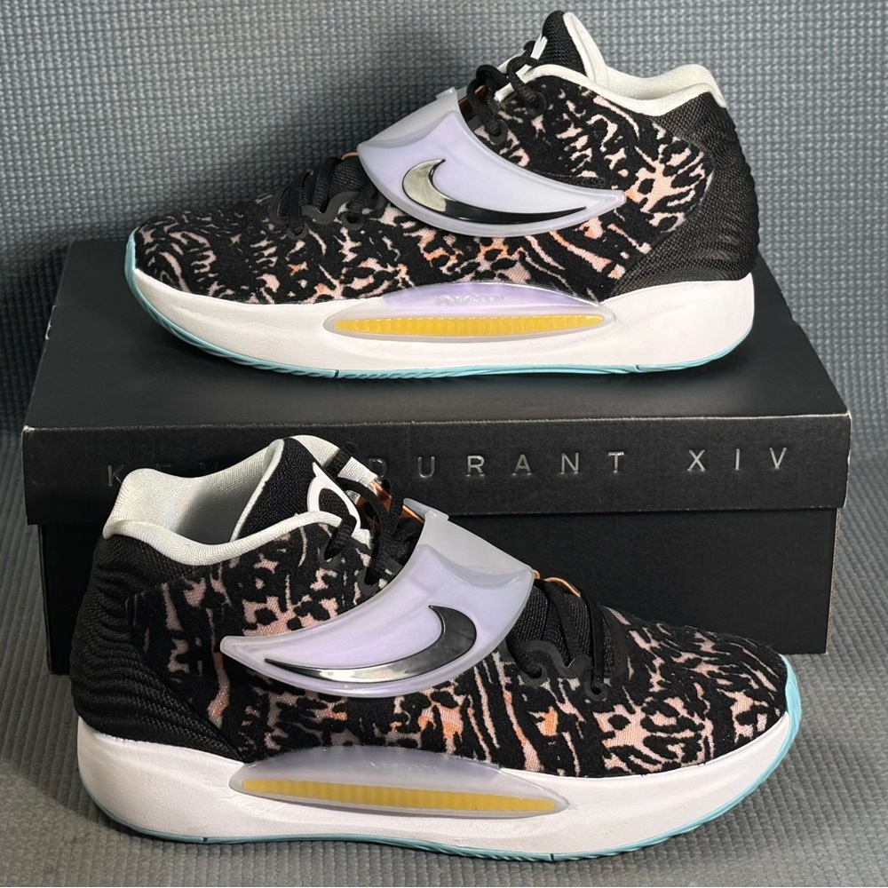 Nike KD‎ 14 Floral Black White Copa Basketball Shoes CW3935-001 Men's Size 8.5
